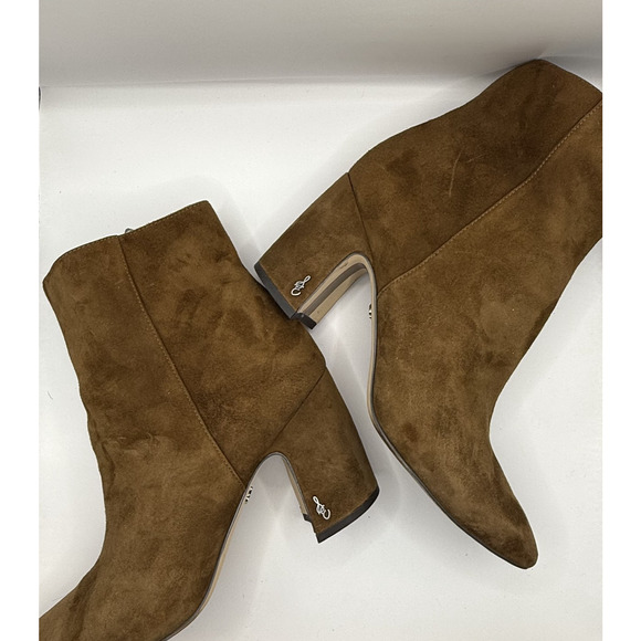 Sam Edelman Womens Brown Suede Leather Zipper Pointed Toe Ankle Boots Sz 8.5 - Picture 9 of 14